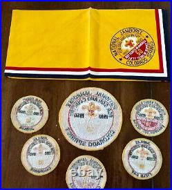 8 VTG 1960 BSA National Jamboree Neckerchief & Patches 50yrs For GOD &Country