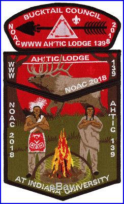 Ah'tic Lodge 139 NOAC 2018 OA Boy Scout Flap Patch Set Bucktail Council BSA