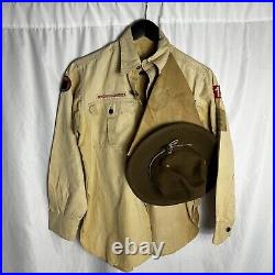 Antique 1910-1930 Boy Scout BSA Shirt Handkerchief & Hat Felt Patches
