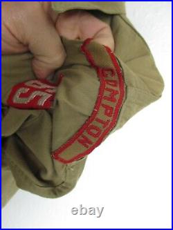 Antique Vintage 1930s BSA Boy Scout Sweet Orr Shirt Felt Patches Compton tan