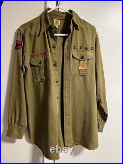 Antique Vintage 1930s BSA Boy Scout Sweet Orr Shirt Felt Patches South Bend 29