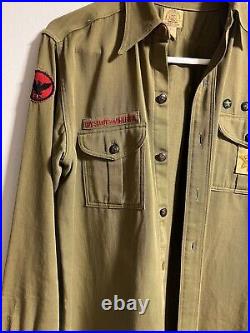 Antique Vintage 1930s BSA Boy Scout Sweet Orr Shirt Felt Patches South Bend 29