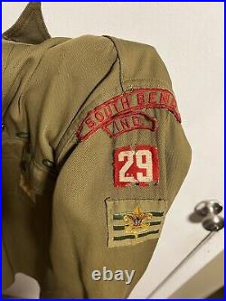 Antique Vintage 1930s BSA Boy Scout Sweet Orr Shirt Felt Patches South Bend 29