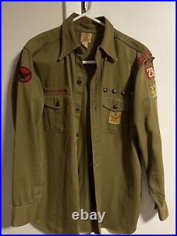 Antique Vintage 1930s BSA Boy Scout Sweet Orr Shirt Felt Patches South Bend 29