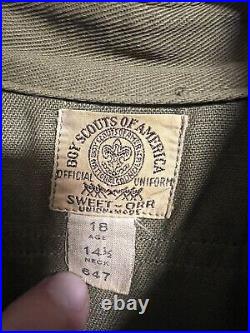 Antique Vintage 1930s BSA Boy Scout Sweet Orr Shirt Felt Patches South Bend 29