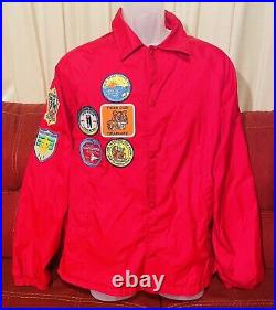 Athletic Works Vintage retro 90s Boy Scout jacket button up 12 patches! Red M