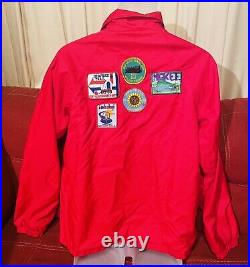 Athletic Works Vintage retro 90s Boy Scout jacket button up 12 patches! Red M