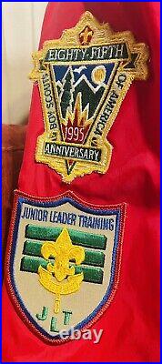 Athletic Works Vintage retro 90s Boy Scout jacket button up 12 patches! Red M