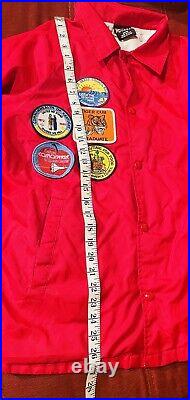 Athletic Works Vintage retro 90s Boy Scout jacket button up 12 patches! Red M