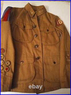 Authentic Boy Scouts of A VTG 1900- 1920s Eisner Youth Tunic w Pins & Patches