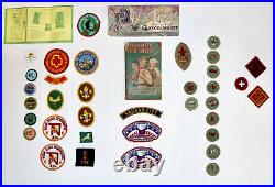 BOY GIRL CUB SCOUTS vintage patches book scarf necklace pin lot