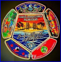 BOY SCOUT BSA COASTAL GEORGIA 99 OA 6-PATCH CSP 10th ANN MERGER SET 100 MADE