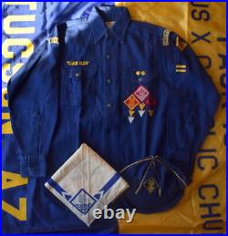 BOY SCOUT c. 1945 CUBS BSA UNIFORM SHIRT WITH PATCHES, HAT AND NECKERCHIEF