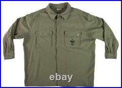 BOY SCOUTS OF AMERICA Men's 3XL Olive Green Wool Shirt Jacket with Elbow Patches