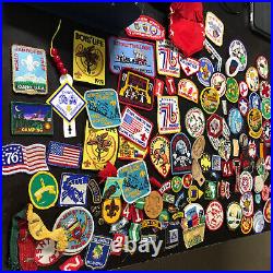 BSA Boy Scout Cub Scout Items 100+ Assorted Patches Chukka Pins Books Shirt