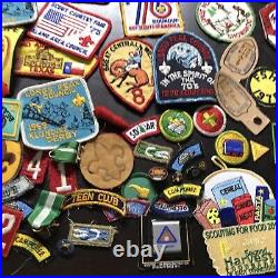 BSA Boy Scout Cub Scout Items 100+ Assorted Patches Chukka Pins Books Shirt