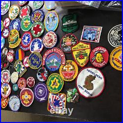 BSA Boy Scout Cub Scout Items 100+ Assorted Patches Chukka Pins Books Shirt