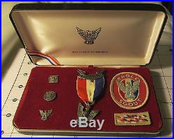 BSA Boy Scout Eagle Scout STERLING Stange 4 Medal, Pins, & Patches VERY NICE