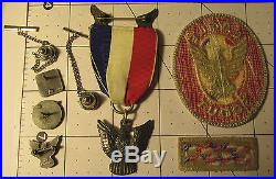 BSA Boy Scout Eagle Scout STERLING Stange 4 Medal, Pins, & Patches VERY NICE