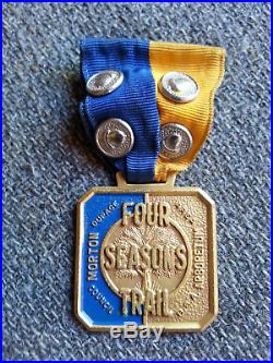 BSA Boy Scout Four Seasons Trail Medal with Acorn Pins on Ribbon & Emblem Patch