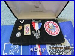 BSA Boy Scouts of America Eagle Medal Patch Pins Knot and Neckerchief WithBox
