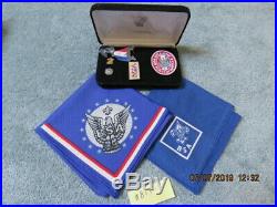 BSA Boy Scouts of America Eagle Medal Patch Pins Knot and Neckerchief WithBox
