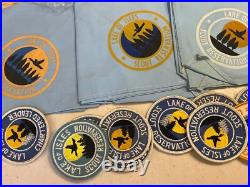 BSA Lake Of Isles Lot neckerchief slide patches stickers Staff 1969 1970s Rare BSA Lake Of Isles Lot neckerchief slide patches stickers Staff 1969 1970s Rare