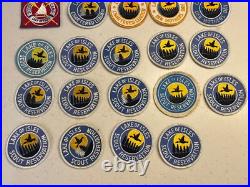 BSA Lake Of Isles Lot neckerchief slide patches stickers Staff 1969 1970s Rare BSA Lake Of Isles Lot neckerchief slide patches stickers Staff 1969 1970s Rare
