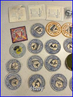BSA Lake Of Isles Lot neckerchief slide patches stickers Staff 1969 1970s Rare BSA Lake Of Isles Lot neckerchief slide patches stickers Staff 1969 1970s Rare