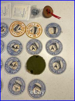 BSA Lake Of Isles Lot neckerchief slide patches stickers Staff 1969 1970s Rare BSA Lake Of Isles Lot neckerchief slide patches stickers Staff 1969 1970s Rare