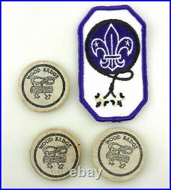 BSA Scout Wood Badge Lot Slide Pins Patch Cards Nickels Ties Neckerchiefs S10i