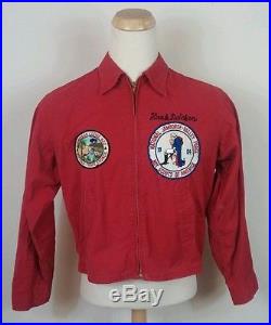 BSA Vtg 50s 60s RED BOY SCOUT JACKET Patches Evansville Indiana Indian Buffalo