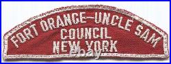 BSA csp rws strip FORT ORANGE-UNCLE SAM COUNCIL NEW YORK red white scout patch