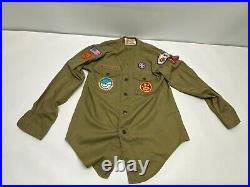 Big Vintage Boy Scout Lot Shirts Pins Patches Belt Scarf +++