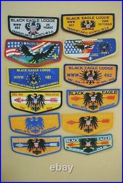 Black Eagle Lodge 482 Twelve (12) Anniversary Flap Patches TAC MINT