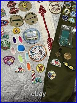 Boy Scott Sash With Many Merit Patches Plus Brownie Purse