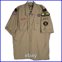 Boy Scout BSA Official Vented Uniform Shirt Size XL Patches Georgia Council Y2K