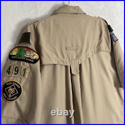 Boy Scout BSA Official Vented Uniform Shirt Size XL Patches Georgia Council Y2K