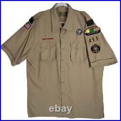 Boy Scout BSA Official Vented Uniform Shirt Size XL Patches Georgia Council Y2K