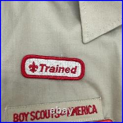 Boy Scout BSA UNIFORM SHIRT Men's LARGE Short Sleeve Tan 16-16.5 with Patches