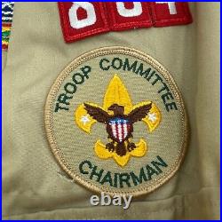 Boy Scout BSA UNIFORM SHIRT Men's LARGE Short Sleeve Tan 16-16.5 with Patches