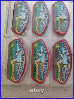 Boy Scout Council Strip Patch Collection Vintage (48 + nice binder & new holder)