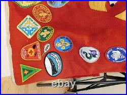 Boy Scout Leader Red Patch Vest With 1960's 70's Jacket Patches