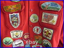 Boy Scout Red Wool Jacket Full of Patches - OA, Camp, National Issue, Etc. Cov5