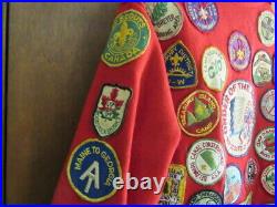 Boy Scout Red Wool Jacket Full of Patches - OA, Camp, National Issue, Etc. Cov5