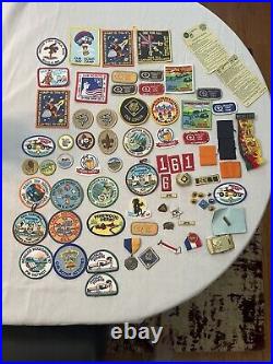 Boy Scout Weblos & Cub Scout Patches Pins + 76 Total + 5 Scarfs Lot