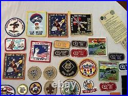 Boy Scout Weblos & Cub Scout Patches Pins + 76 Total + 5 Scarfs Lot