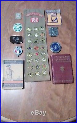 Boy Scouts 1930's 1940's + lot of badges, patches, belt buckles and books