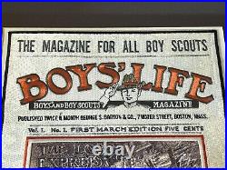 Boy Scouts Boys Life Magazine Cover Embroidered Patch Framed 1911