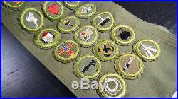 Boy Scouts EARLY Round Merit Badge Patch Sash 30 Merits